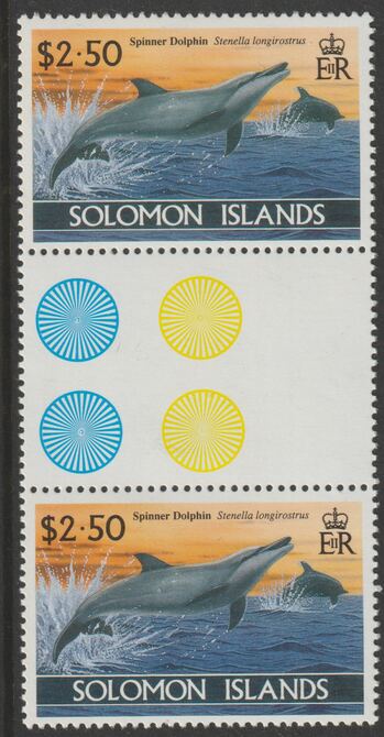 Solomon Islands 1994 Spinner Dolphon $2.50 inter-paneau gutter pair unmounted mint as SG 795, stamps on , stamps on  stamps on marine life, stamps on  stamps on dolphins