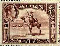 Aden 1939-48 KG6 Camel Corps 3/4a red-brown unmounted mint SG 17*, stamps on animals, stamps on camels, stamps on militaria, stamps on  kg6 , stamps on 