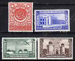 Pakistan 1948 Independence set of 4 unmounted mint, SG 20-23*, stamps on airport, stamps on forts , stamps on  kg6 , stamps on 