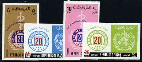 Iraq 1968 World Health Organisation imperf set of 4 from limited printing, as SG 810-13, Mi 535-58B*, stamps on united nations, stamps on  who , stamps on medical