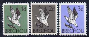 Brecqhou (British Local) 1969 Seagull 1d, 2d & 3d from definitive set (blocks pro rata), stamps on birds     seagull