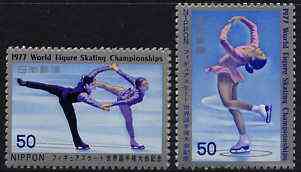 Japan 1977 World Figure Skating Championships set of 2, SG 1450-51*, stamps on , stamps on  stamps on sport    ice skating
