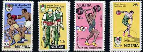 Nigeria 1984 Los Angeles Olympic Games set of 4 unmounted mint, SG 476-79*, stamps on olympics     boxing    discus    bicycles     weightlifting
