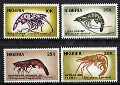 Nigeria 1988 Shrimps complete set of 4 unmounted mint, SG 560-63*, stamps on food   marine-life