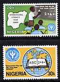 Nigeria 1990 Literacy Year set of 2 SG 593-94 unmounted mint*, stamps on education    literature    maps
