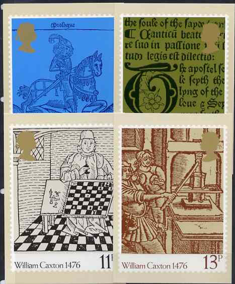 Great Britain 1976 500th Anniversary of British Printing set of 4 PHQ cards unused and pristine, stamps on printing