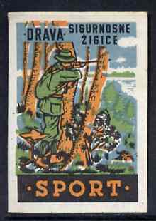 Match Box Label - Hunting superb unused condition from Yugoslavian Sports & Pastimes Drava series, stamps on hunting