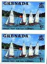 Grenada 1975 Yacht Club Race 1c unmounted mint imperforate pair plus normal pair (as SG 650), stamps on , stamps on  stamps on ships, stamps on sport, stamps on yachting, stamps on sailing
