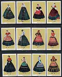 Match Box Labels - complete set of 12 Portuguese Costumes (set 4 - olive background) superb unused condition (Portuguese), stamps on costumes