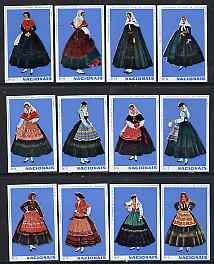 Match Box Labels - complete set of 12 Portuguese Costumes (set 5 - blue background) superb unused condition (Portuguese), stamps on costumes