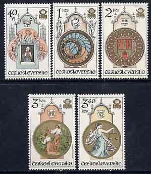 Czechoslovakia 1978 'Praga 78' Stamp Exhibition (9th series - Astronomical Clock) set of 5 unmounted mint, SG 2413-17. Mi 2451-55, stamps on stamp exhibitions, stamps on clocks, stamps on astrology, stamps on astronomy