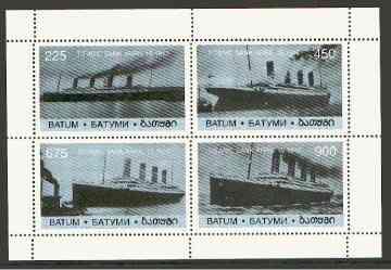 Batum 1997 The Titanic perf sheetlet containing complete set of 4 values unmounted mint, stamps on , stamps on  stamps on films, stamps on cinema, stamps on entertainments, stamps on ships, stamps on titanic, stamps on disasters, stamps on shipwrecks