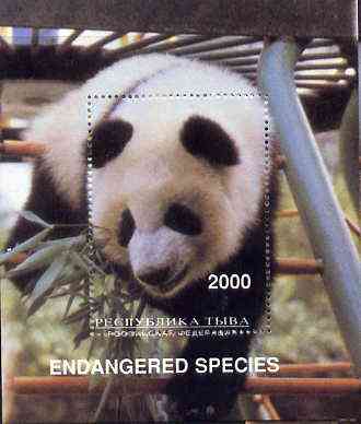 Touva 1997 Endangered Species (Panda) perf souvenir sheet (2000 value) unmounted mint, stamps on animals, stamps on panda, stamps on bears