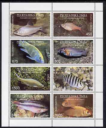Touva 1997 Fish perf sheetlet containing complete set of 8 values unmounted mint, stamps on , stamps on  stamps on fish