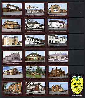 Match Box Labels - complete set of 18 + 1 Pubs & Inns, superb unused condition (Hardy Hanson), stamps on pubs    alcohol     drink