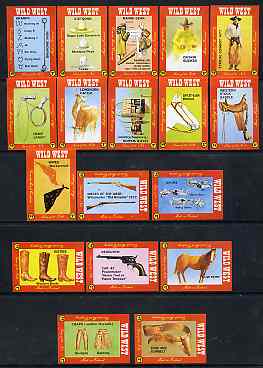 Match Box Labels - complete set of 18 Wild West, superb unused condition (Cornish Match Co), stamps on , stamps on  stamps on wild-west      americana, stamps on  stamps on wild west