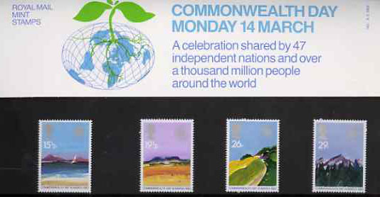 Great Britain 1983 Commonwealth Day (Geographical Regions) set of 4 in official presentation pack SG 1211-14 , stamps on geography      geology