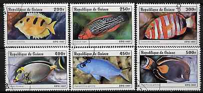 Guinea - Conakry 1997 Fish complete set of 6 values cto used, stamps on , stamps on  stamps on fish