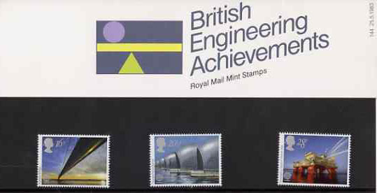 Great Britain 1983 Europa - Engineering Achievements set of 3 in official presentation pack SG 1215-17 , stamps on technology, stamps on bridges, stamps on civil engineering, stamps on  oil , stamps on engineering, stamps on energy, stamps on europa