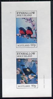 Eynhallow 1982 Love Birds imperf sheetlet containing complete set of 2 values (40p & 60p) unmounted mint, stamps on birds