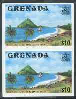 Grenada 1975 Sugar Loaf Island $10 unmounted mint imperforate pair (as SG 668), stamps on tourism