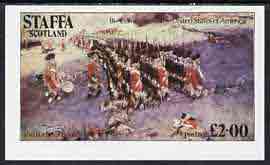 Staffa 1979 USA Bicentenary (Painting of Battle of Bunker Hill) opt'd Apollo 11 - 10th Anniversary in black imperf deluxe sheet (Â£2 value) unmounted mint, stamps on space, stamps on americana, stamps on arts, stamps on battles, stamps on militaria