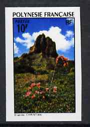 French Polynesia 1974 Landscapes 10f (Mountain Peak & Flowers) imperf from limited printing, unmounted mint as SG 183*, stamps on flowers, stamps on mountains
