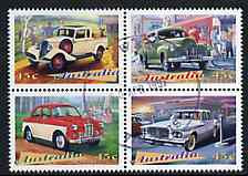 Australia 1997 Classic Cars se-tenant block of 4 fine cds used, SG 1667-70, stamps on , stamps on  stamps on cars, stamps on  stamps on austin, stamps on  stamps on ford, stamps on  stamps on chrysler, stamps on  stamps on gmh holden, stamps on  stamps on 