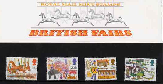 Great Britain 1983 British Fairs set of 4 in official presentation pack SG 1227-30, stamps on circus, stamps on animals, stamps on elephants, stamps on lions, stamps on food
