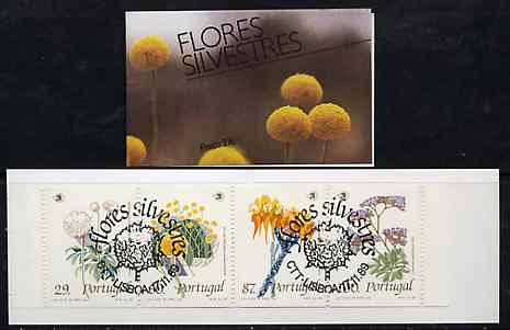 Portugal 1989 Wild Flowers 276E booklet complete with first day commemorative cancel, SG SB52, stamps on flowers
