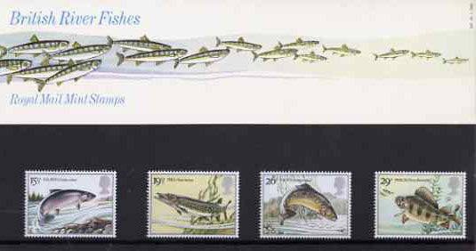 Great Britain 1983 British River Fishes set of 4 in official presentation pack SG 1207-10, stamps on fish