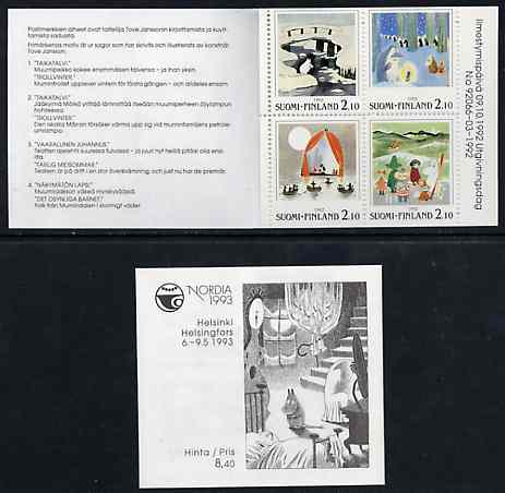 Finland 1992 'Nordia 93' & Stamp Day 8m40 booklet complete and pristine, SG SB34, stamps on stamp exhibitions, stamps on postal, stamps on fairy tales