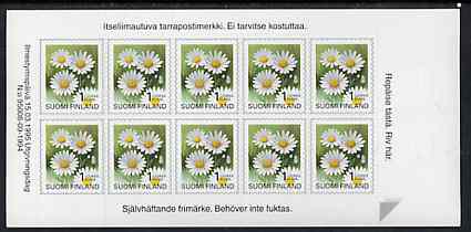 Finland 1995 Provincial Plants (Daisy) 1k self-adhesive in complete sheetlet of 10, SG 1391, stamps on flowers     self adhesive     