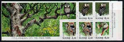  Finland 1995 'Finlandia 95' 5m booklet complete and pristine, stamps on birds, stamps on birds of prey, stamps on owls, stamps on woodpeckers, stamps on redstart, stamps on stamp exhibitions, stamps on 