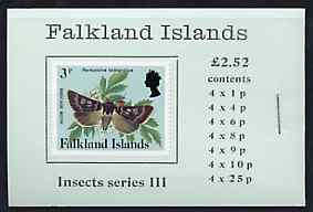 Falkland Islands 1988 Insects (3rd series) Â£2.52 booklet (pale green cover) complete & pristine, SG SB8, stamps on insects