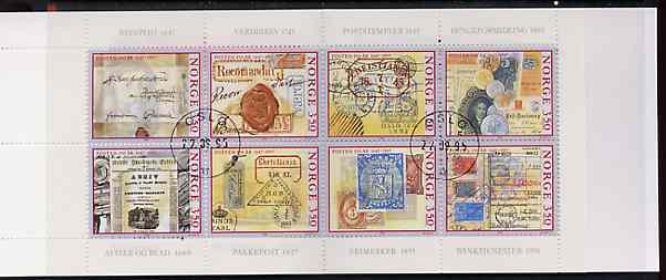 Norway 1995 Norwegian Postal Service 28k booklet complete fine cds used, SG SB96, stamps on stamp on stamp, stamps on postal, stamps on stamponstamp