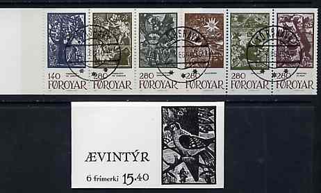 Faroe Islands 1984 Fairy Tales 15k40 booklet complete (stamps fine cds used) SG SB3, stamps on , stamps on  stamps on fairy tales, stamps on literature, stamps on engravings