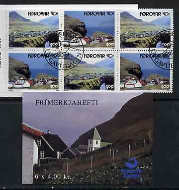 Faroe Islands 1993 Postal Co-operation 24k booklet complete with first day commemorative cancel SG SB7, stamps on postal, stamps on tourism, stamps on landscapes
