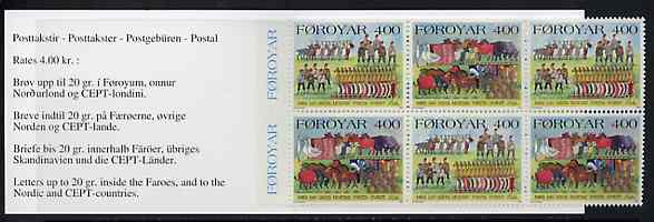 Faroe Islands 1994 On The First Day Of Christmas 24k booklet complete and fine SG SB9, stamps on christmas, stamps on  folklore