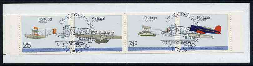 Portugal - Azores 1987 Historic Airplane Landings 281E50 booklet complete with commemorative first day cancel, SG SB8, stamps on aviation