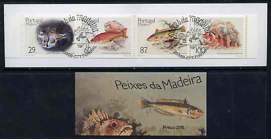 Portugal - Madeira 1989 Fish 276E booklet complete with commemorative first day cancel, SG SB9, stamps on fish