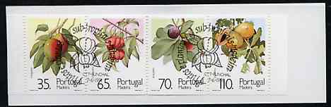 Portugal - Madeira 1991 Sub-Tropical Fruit 280E booklet complete with commemorative first day cancel, SG SB11, stamps on fruits        mangoes    cherries    guavas     papayas