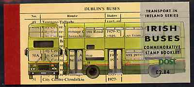 Ireland 1993 Irish Buses Â£2.84 booklet complete with special commemorative first day cancels, SG SB47, stamps on transport, stamps on buses