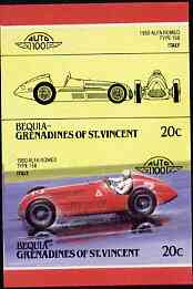 St Vincent - Bequia 20c Alfa Romeo (1950) unmounted mint imperf se-tenant pair, stamps on , stamps on  stamps on cars, stamps on alfa