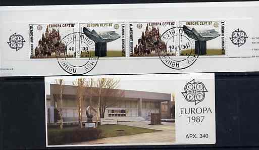 Greece 1987 Europa (Sculpture) 340Dr booklet complete with first day cancels, stamps on europa, stamps on sculpture