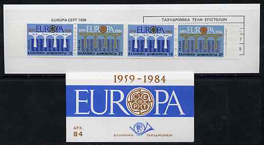 Greece 1984 Europa (CEPT) 84Dr booklet complete and very fine, stamps on europa, stamps on cept