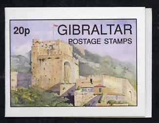 Gibraltar 1993 Moorish Castle 20p booklet complete and pristine (Contains 4 x 5p Post Office) SG B8, stamps on castles, stamps on postal