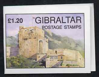 Gibraltar 1993 Moorish Castle Â£1.20 booklet complete and pristine (Contaings 5 x 24p Garrison Library) SG B9, stamps on castles, stamps on libraries, stamps on militaria