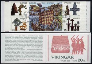 Sweden 1990 Vikings 20k booklet complete with first day cancels, SG SB426, stamps on ships     vikings, stamps on slania