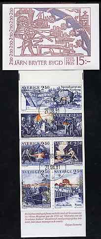Sweden 1991 Bergslagen Iron Industry 15k booklet complete with first day cancels, SG SB439, stamps on iron    steel    smiths    canals     mining   